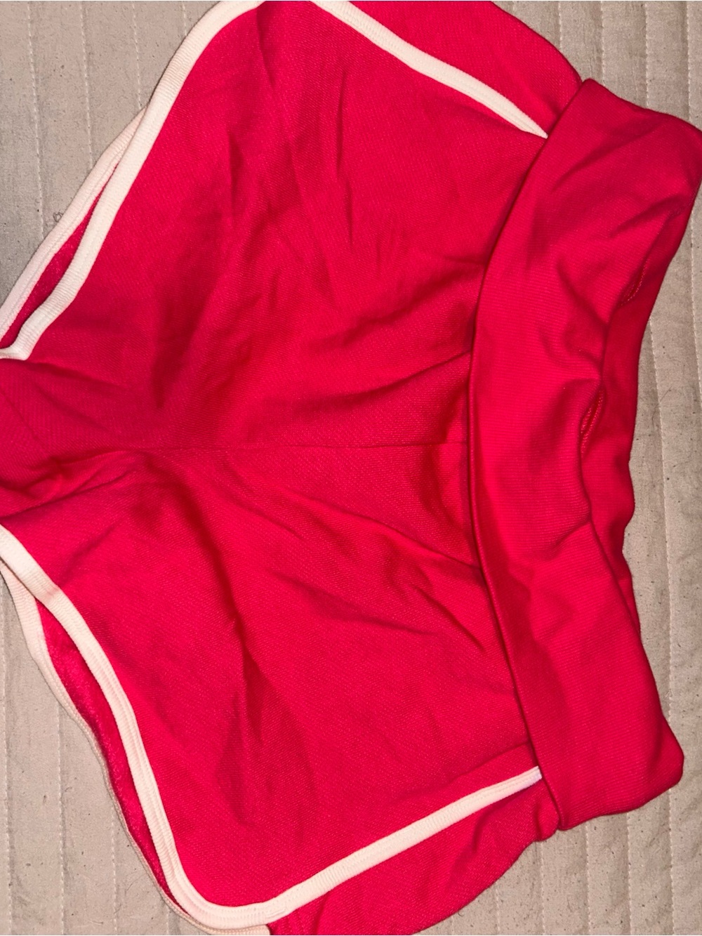 PINK Victoria's Secret Hot Pink Logo Fleece Foldover Shorts - Picture 2 of 3